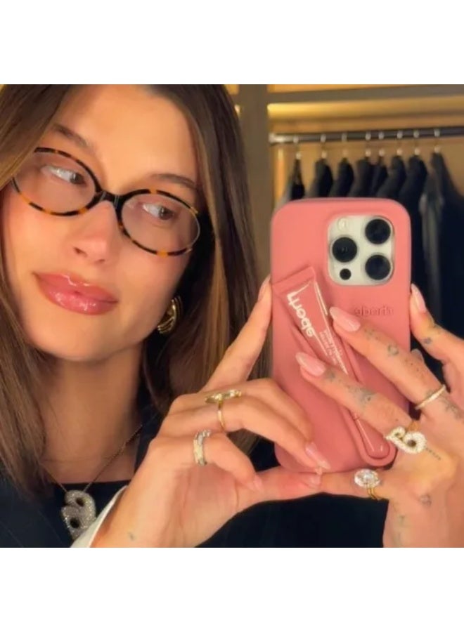 رود جراب هاتف رود لهاتف آيفون 14 برو ماكس مع ملمع شفاه، جراب واقٍ من السيليكون مقاوم للصدمات والخدش، جراب هاتف رود مع حامل أحمر شفاه من السيليكون، مناسب لهاتف آيفون 14 برو ماكس -(بني مالح) - Image 2